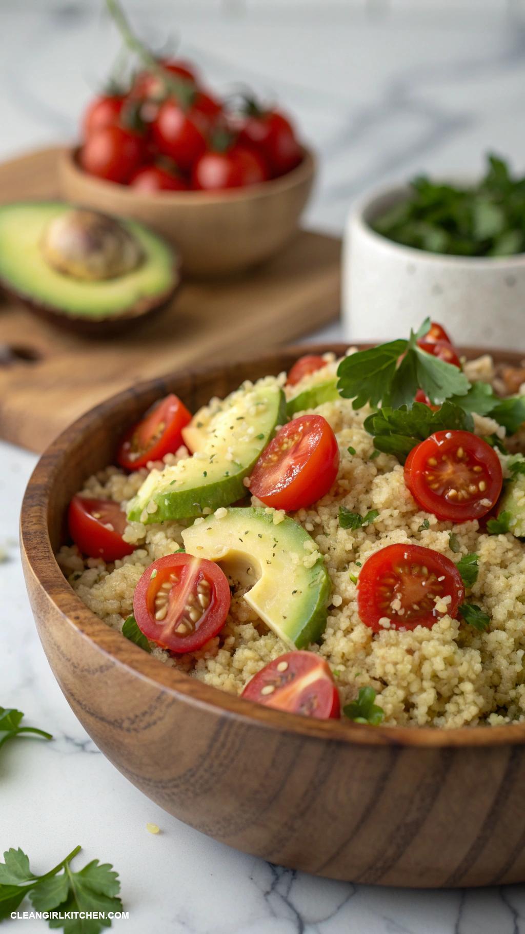 healthy weight loss recipes Quinoa Salad with Cherry Tomatoes and Avocado