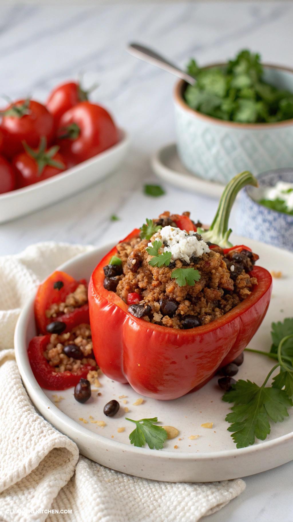 healthy winter dinners Stuffed Bell Peppers with Ground Turkey Quinoa and Black Beans