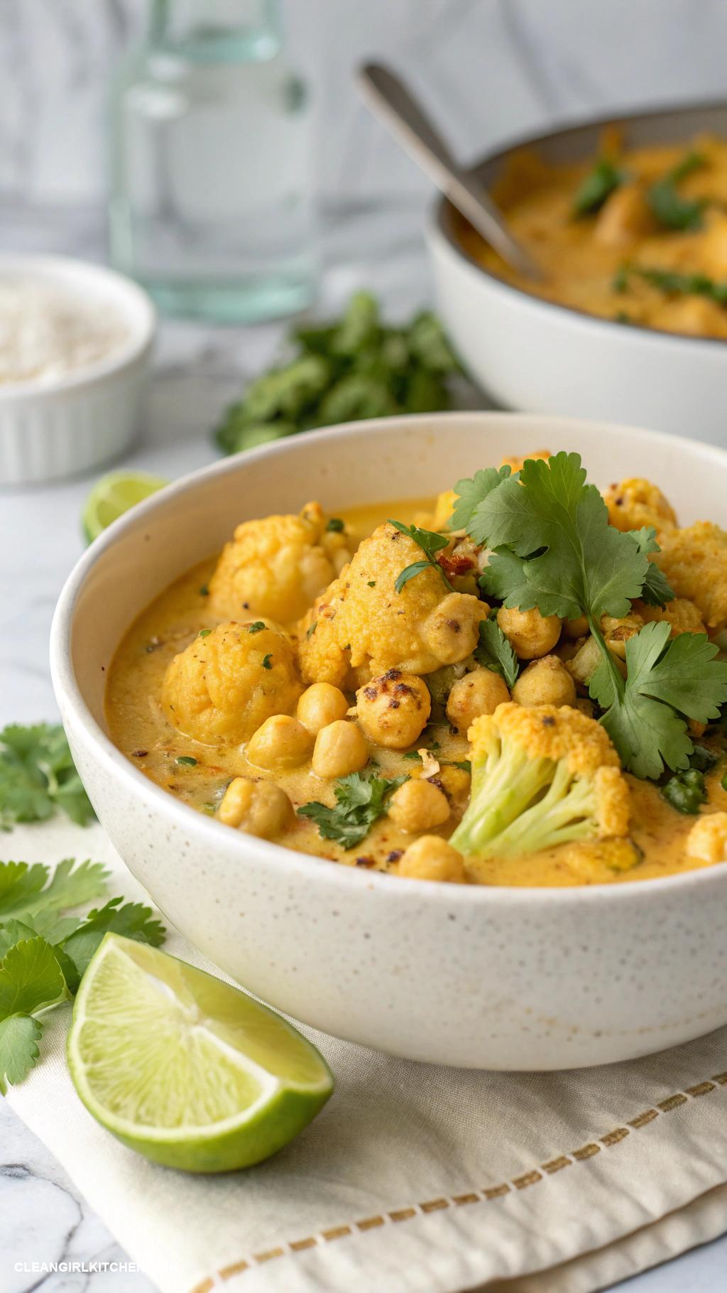 healthy winter meals Coconut Curry with Cauliflower and Chickpeas
