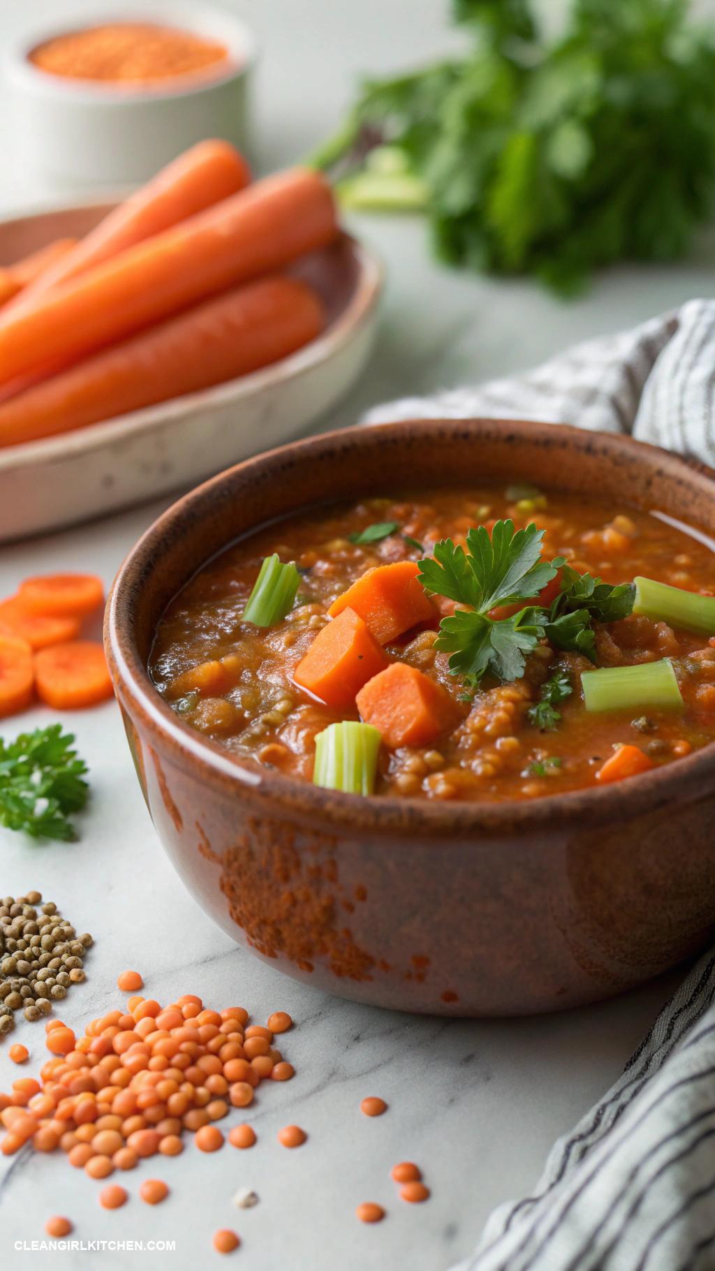 healthy winter meals Lentil Soup with Carrots and Celery
