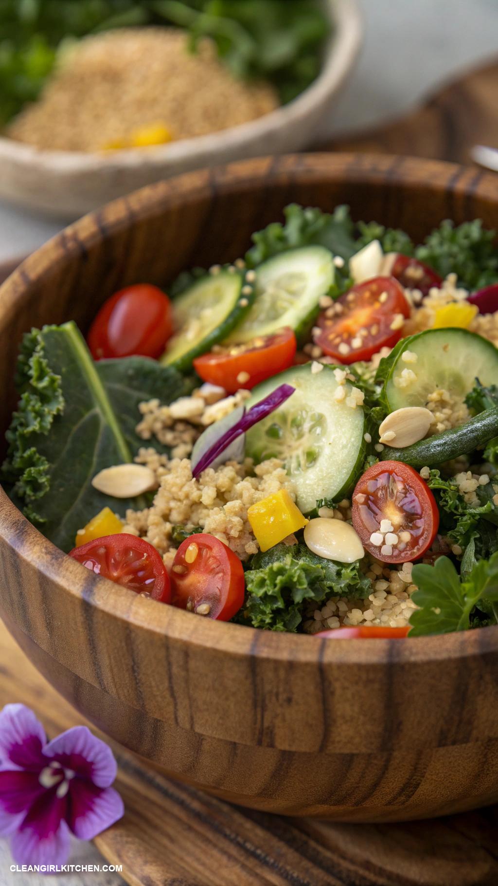 healthy winter meals Quinoa and Kale Salad with Lemon Vinaigrette