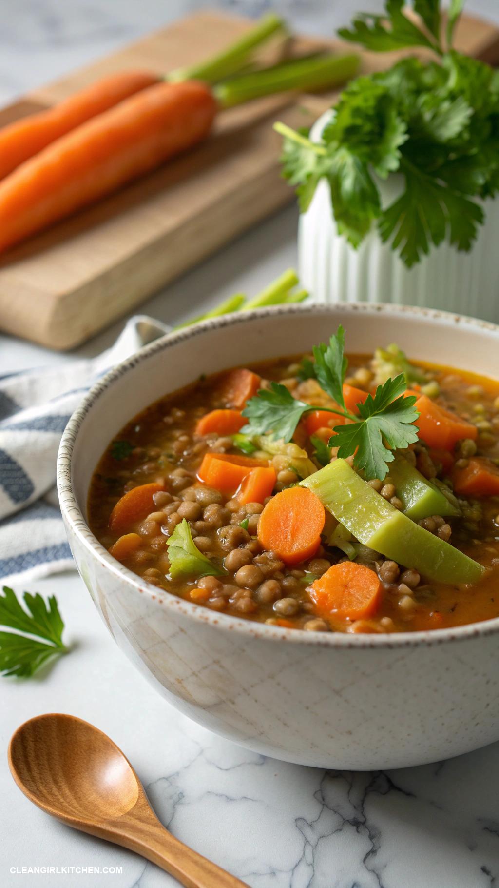 heart healthy recipes Lentil Soup with Carrots and Celery