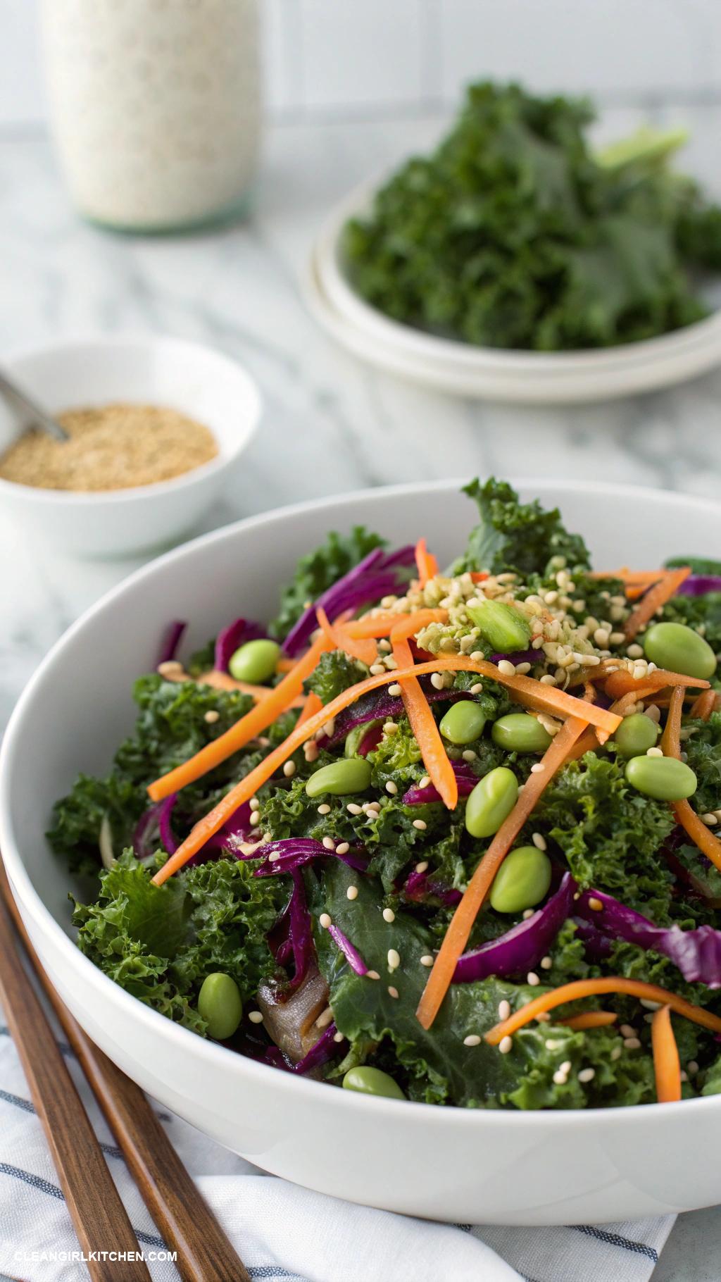 kale salad recipes Asian Inspired Kale Salad with Sesame Dressing