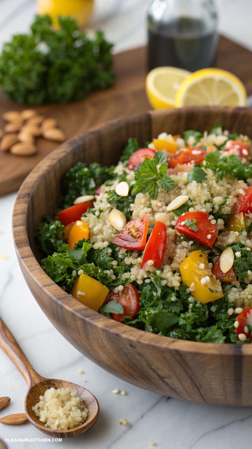 kale salad recipes Kale and Quinoa Salad with Lemon Vinaigrette