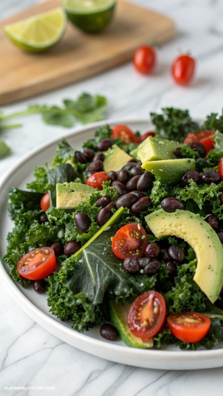 kale salad recipes Spicy Kale and Black Bean Salad