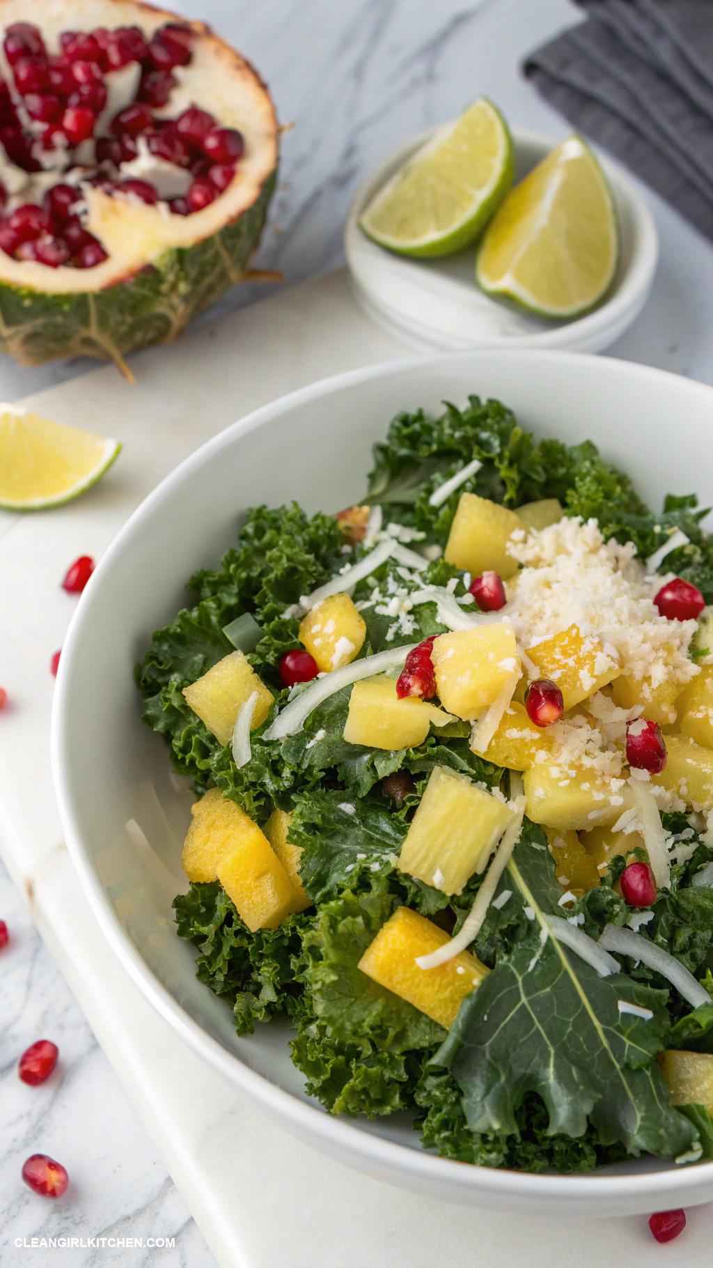 kale salad recipes Tropical Kale Salad with Pineapple and Coconut