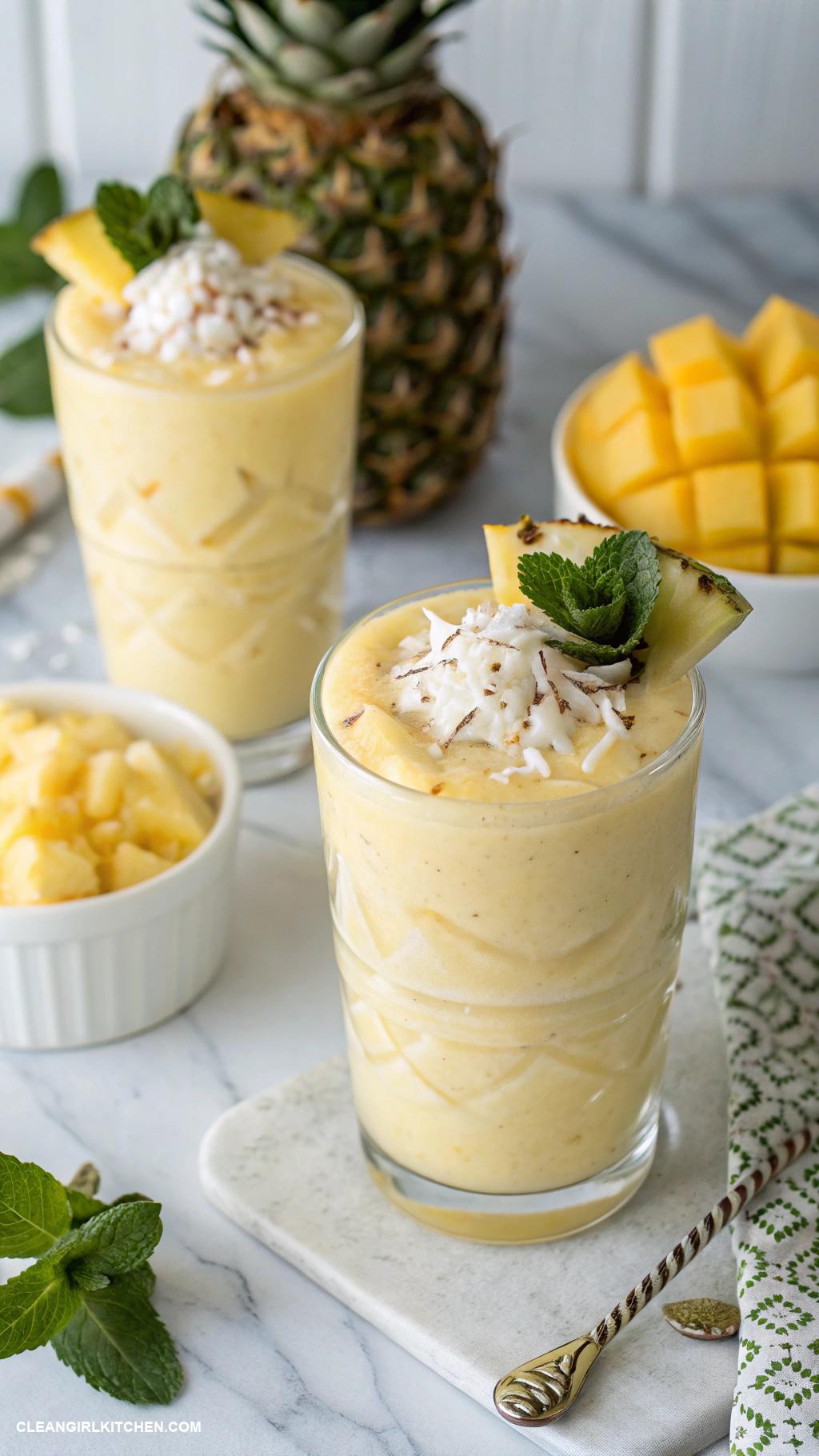 pineapple smoothie recipes Coconut Pineapple Bliss Combine frozen pineapple coconut milk and a scoop of protein powder for a creamy and nutritious drink