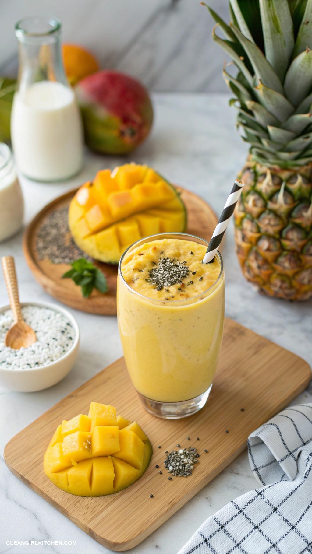 pineapple smoothie recipes Pineapple Mango Fusion Blend pineapple pieces with fresh mango Greek yogurt and a splash of orange juice for a fruity delight
