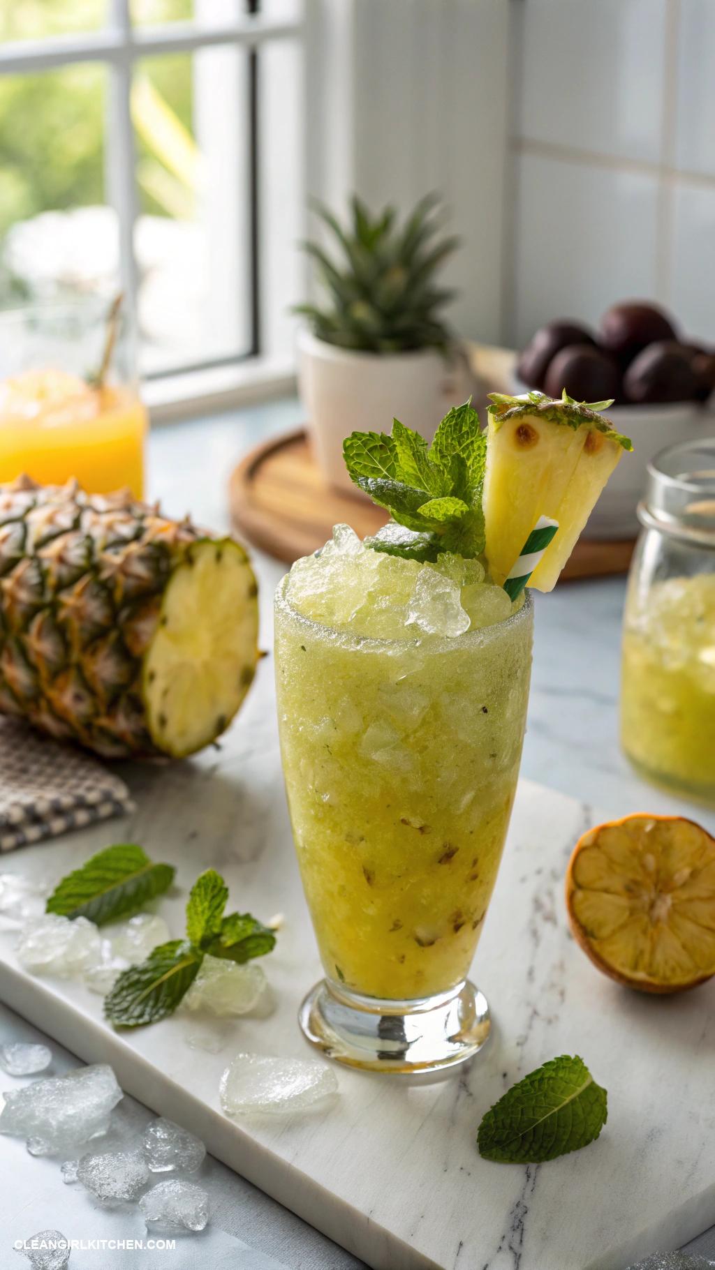 pineapple smoothie recipes Refreshing Pineapple Green Tea Smoothie Brew green tea cool it down and blend with pineapple mint and ice for a refreshing sip