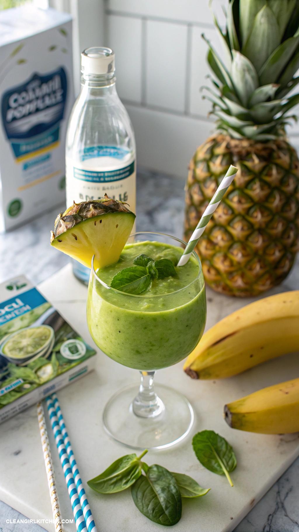 pineapple smoothie recipes Tropical Pineapple Spinach Smoothie Blend fresh spinach pineapple chunks coconut water and a banana for a refreshing green smoothie