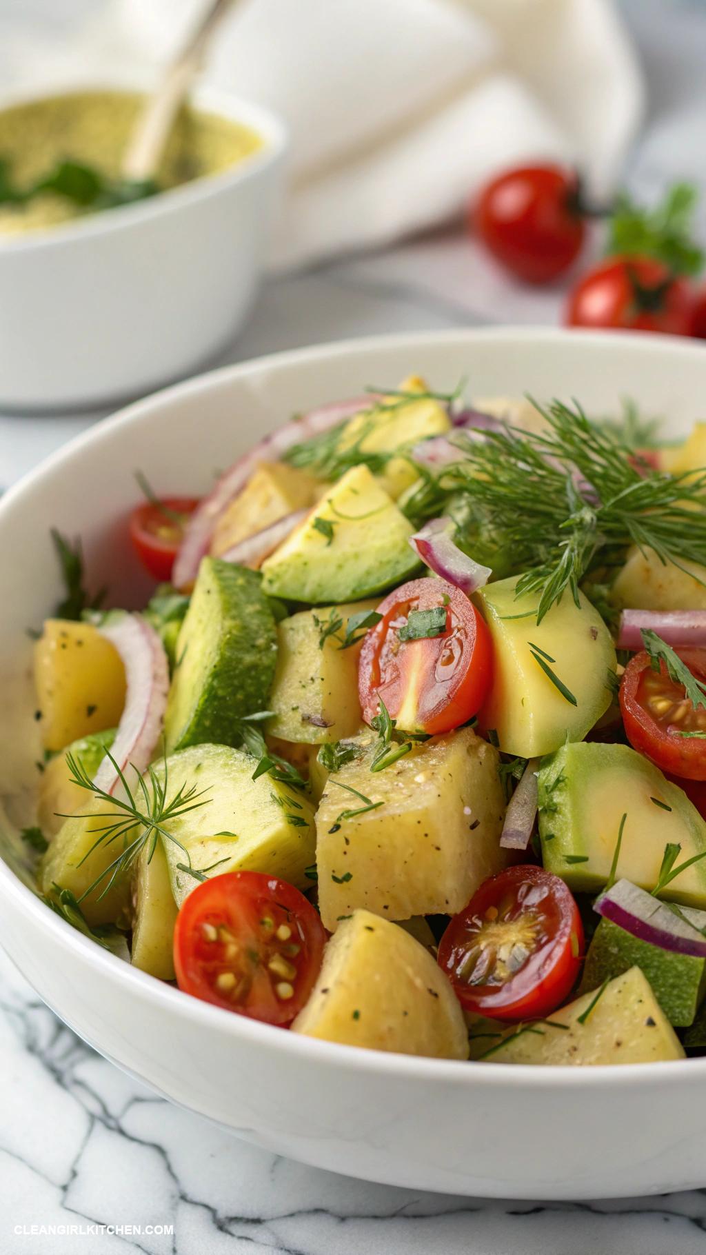 potato salad recipes Mediterranean Potato Salad with Avocado and Herbs