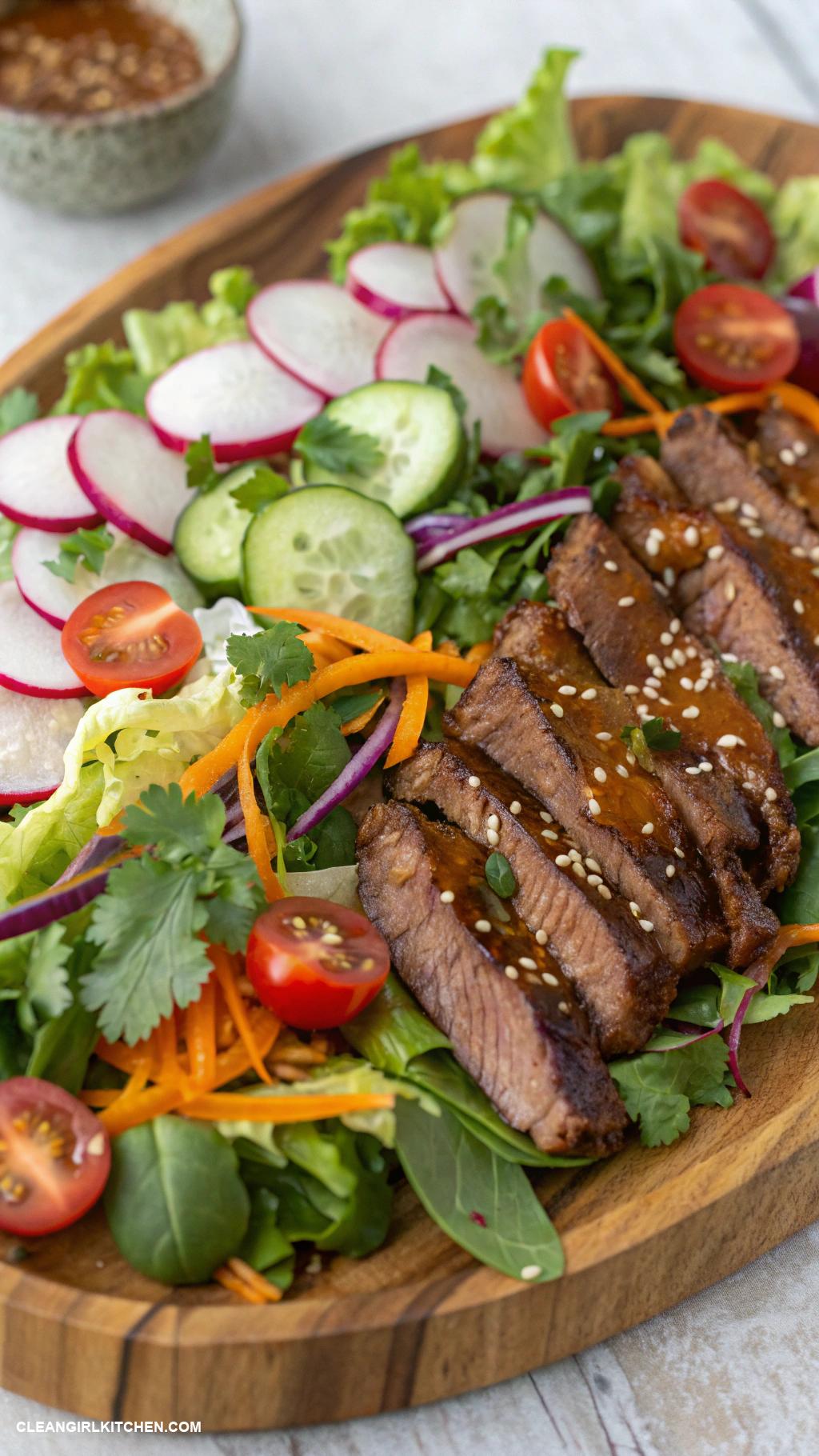 steak salad recipes Asian Sesame Steak Salad with Ginger Soy Dressing