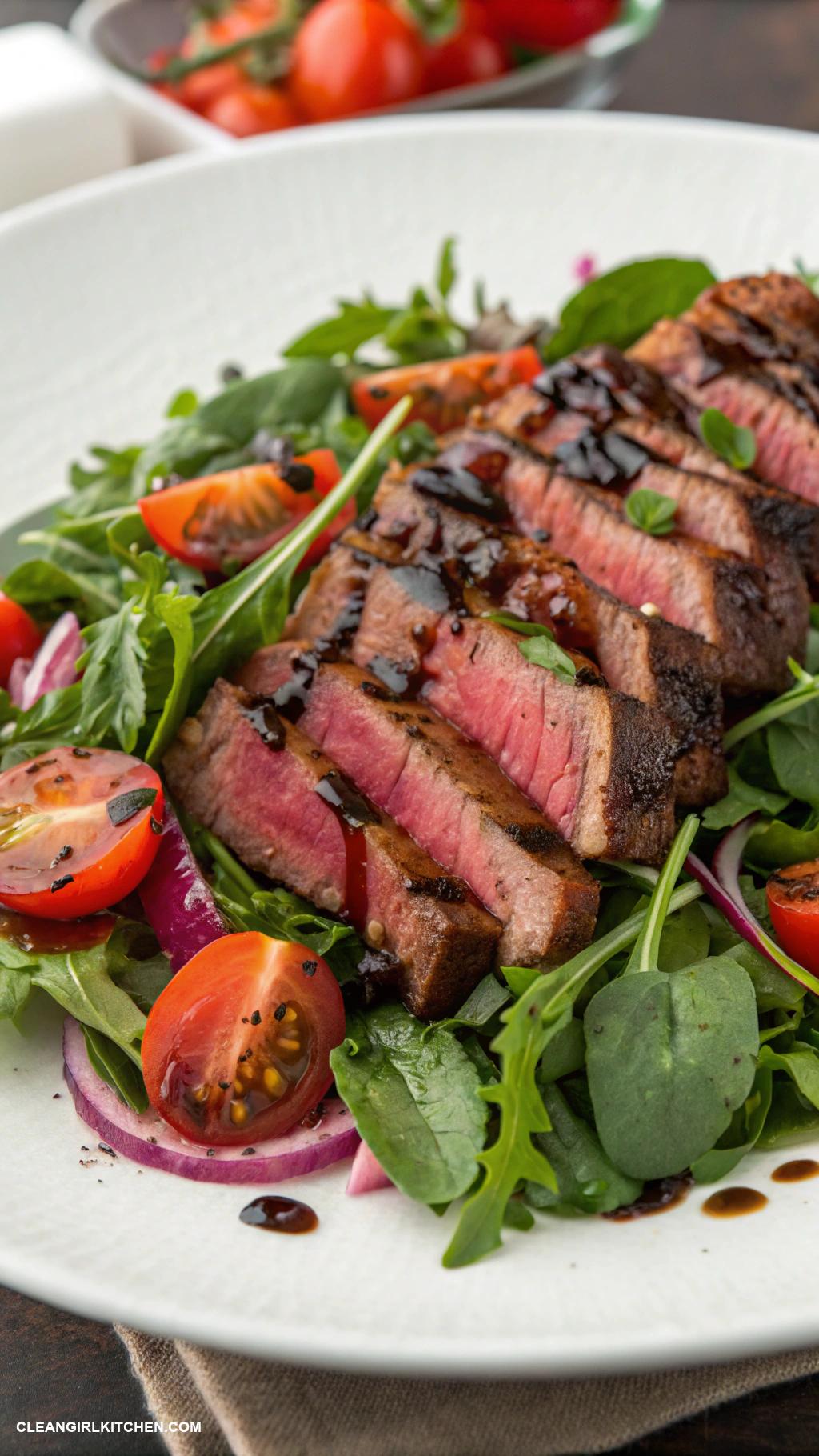 steak salad recipes Balsamic Glazed Steak Salad with Mixed Greens