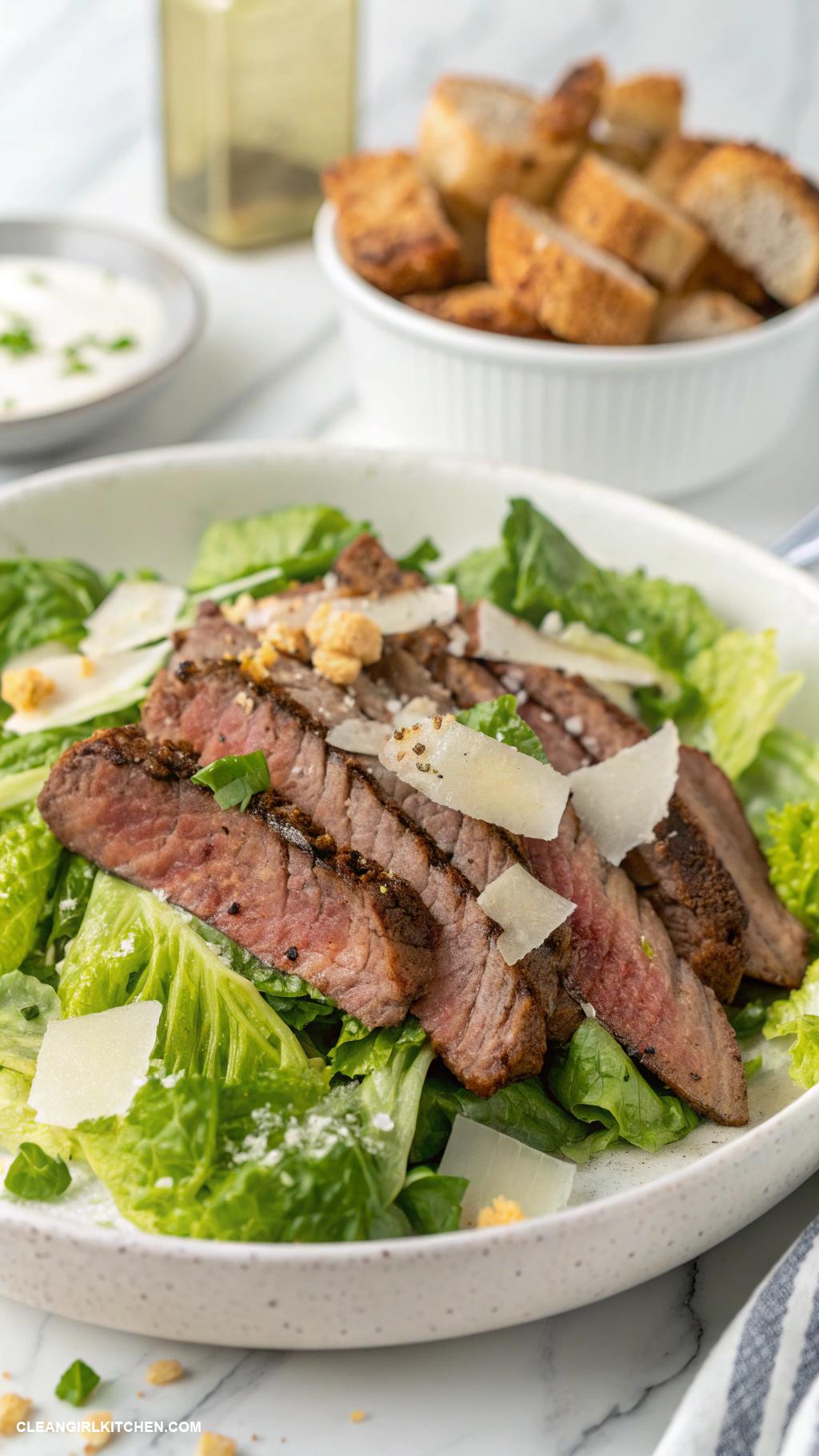 steak salad recipes Steak Caesar Salad with Homemade Dressing and Croutons