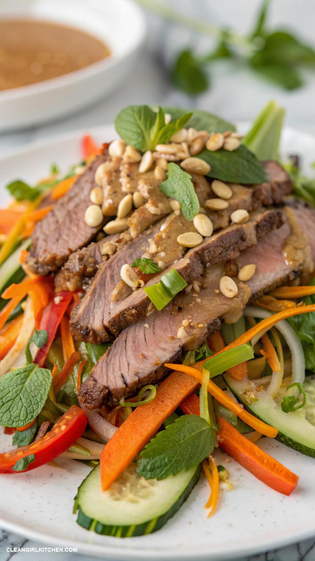 steak salad recipes Thai Beef Salad with Spicy Peanut Dressing