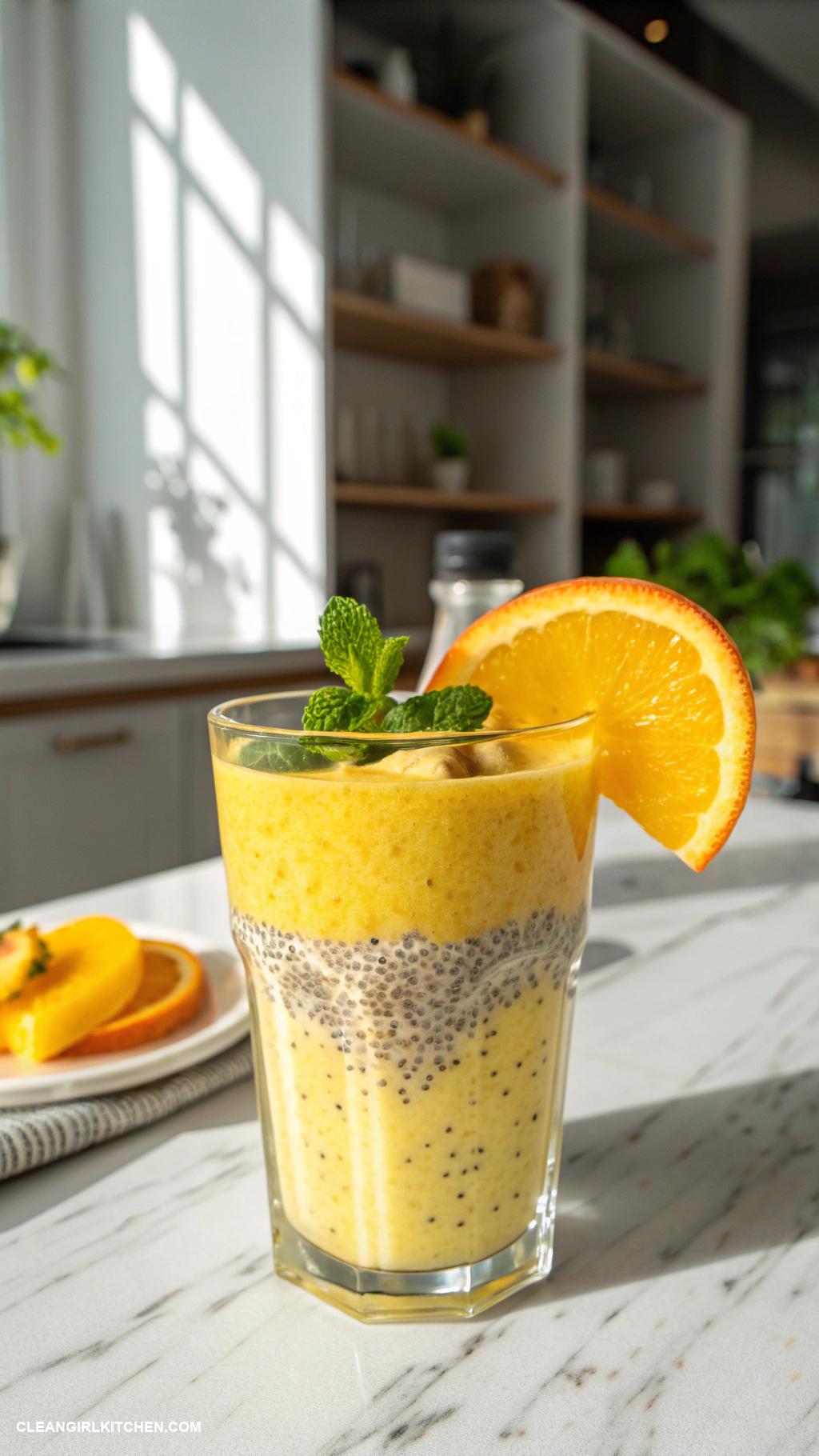 tropical smoothie recipes Tropical Chia Smoothie Mango orange banana chia seeds and almond milk