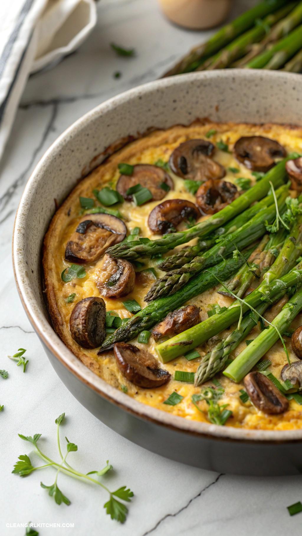 vegetarian breakfast casseroles Mushroom and Asparagus Frittata Bake