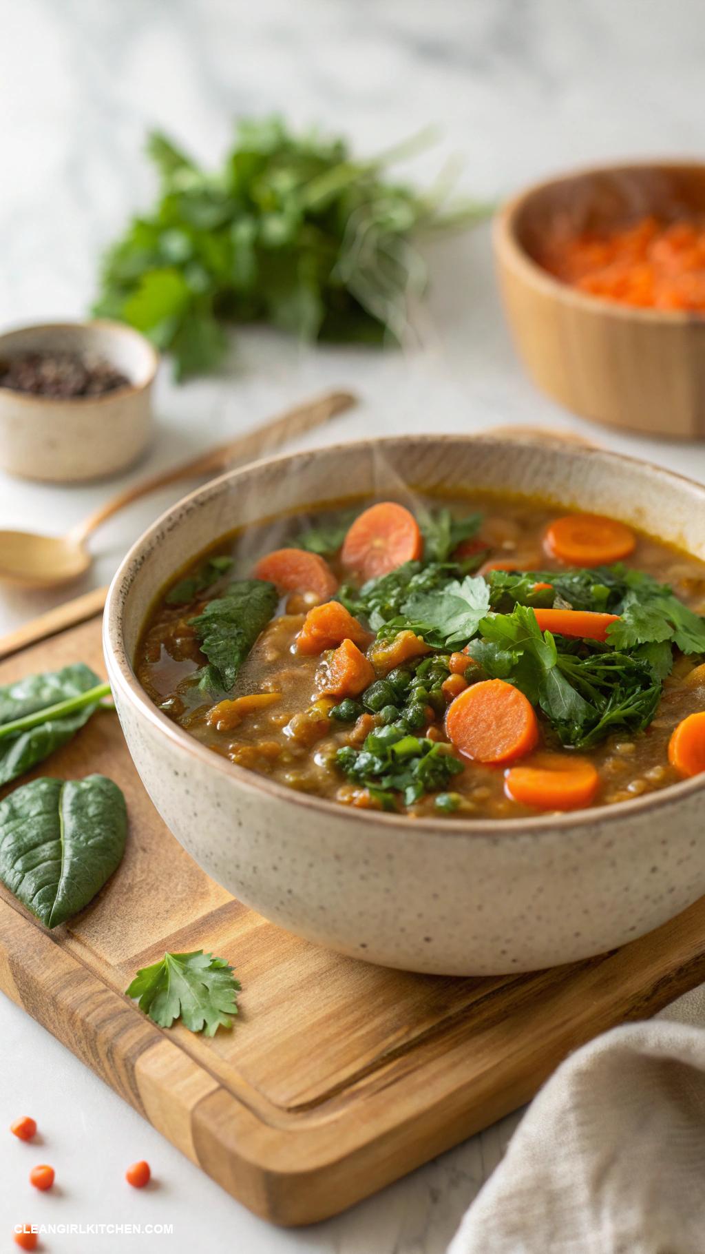 whole foods recipes Lentil Soup with Carrots and Spinach
