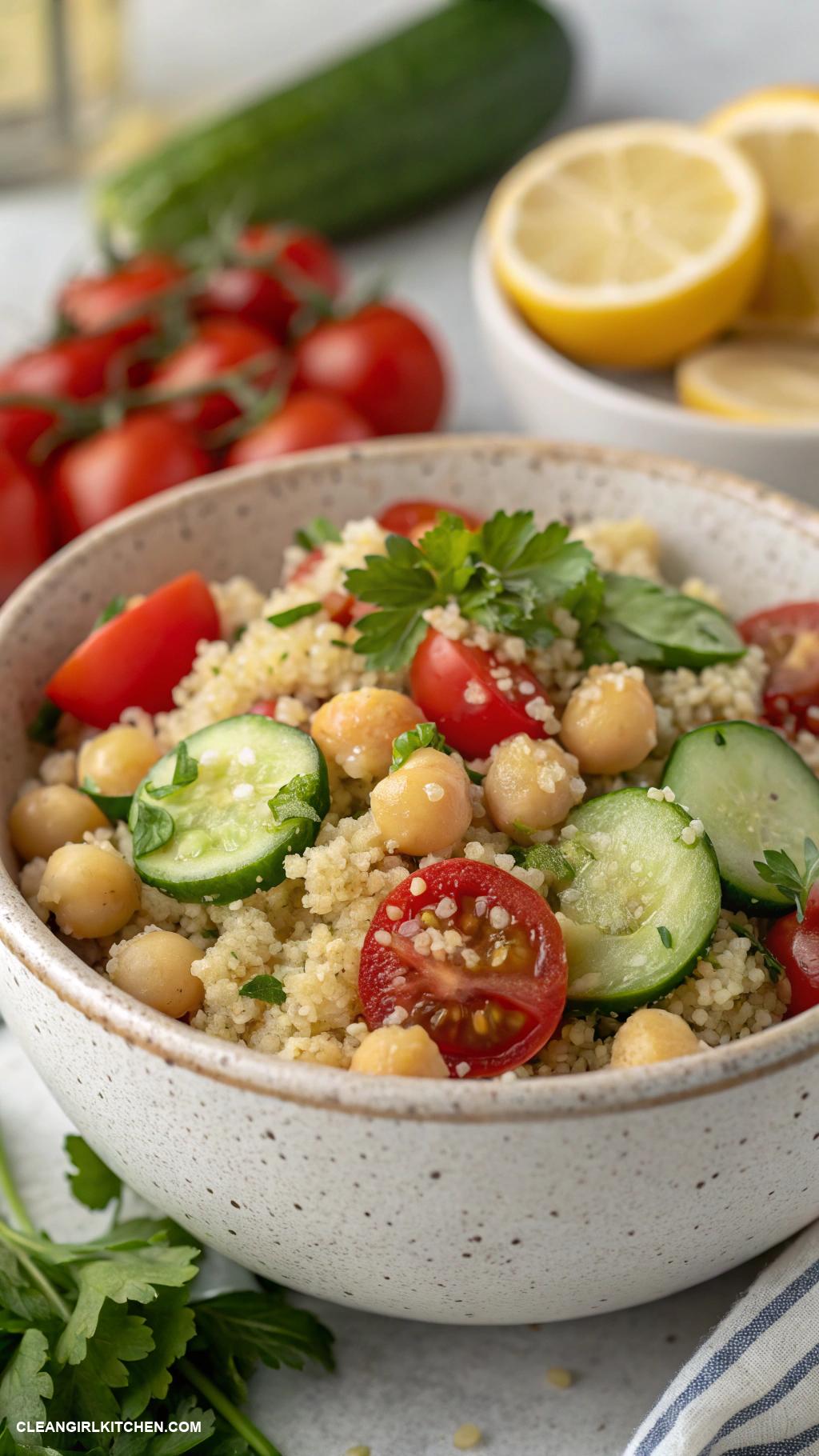 whole foods recipes Quinoa Salad with Chickpeas Cucumber and Tomatoes