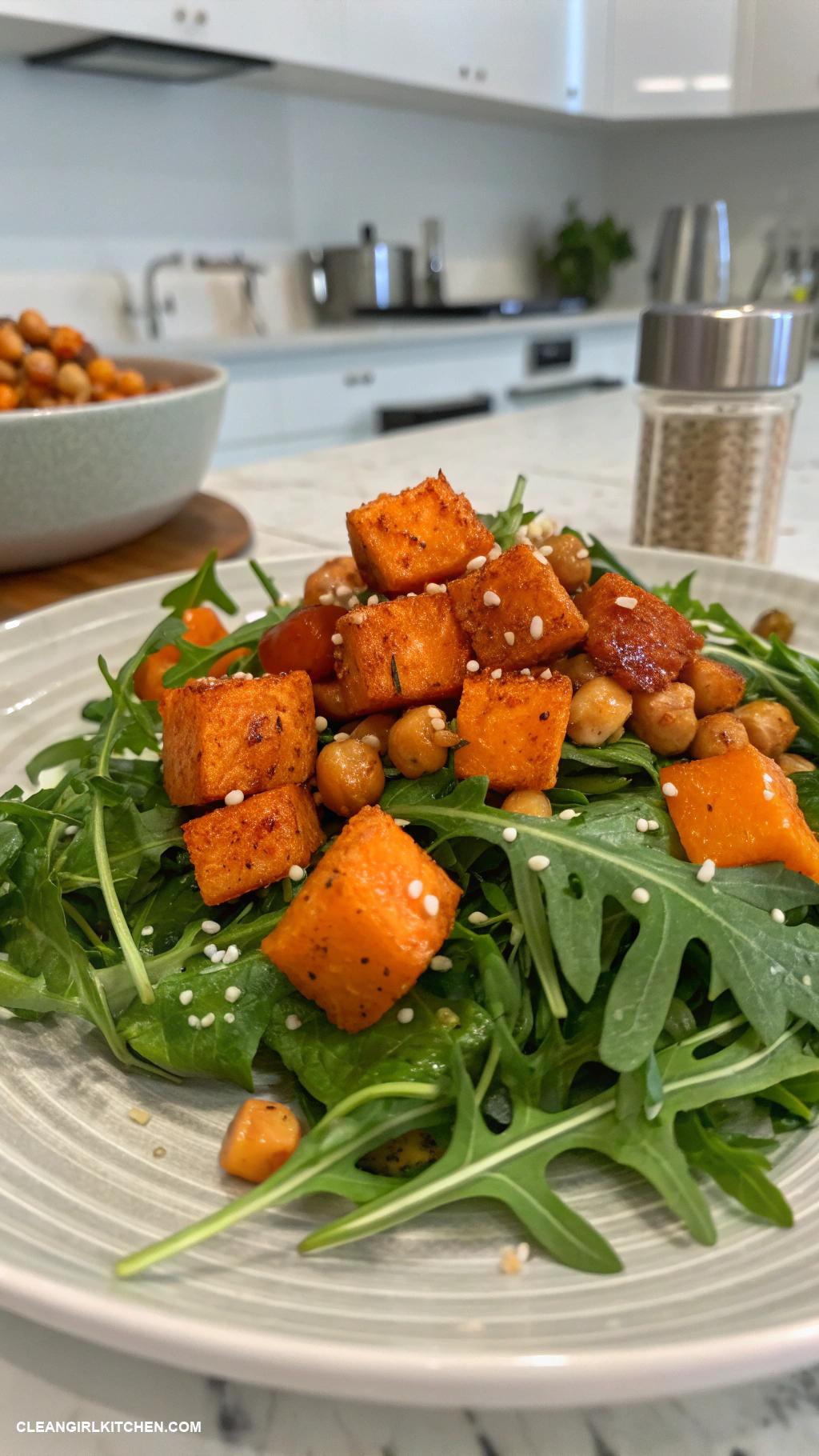 arugula salad recipes Arugula Salad with Roasted Sweet Potatoes and Chickpeas