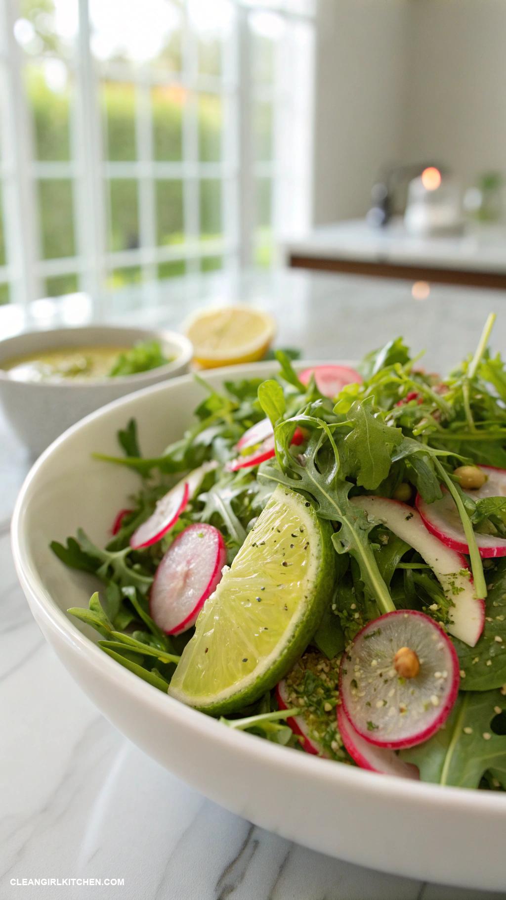 arugula salad recipes Spicy Arugula Salad with Radishes and Cilantro Lime Dressing