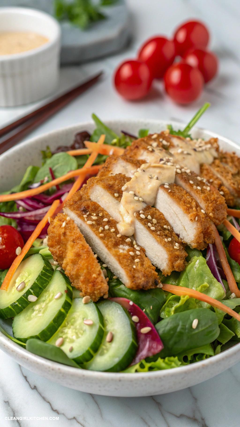 asian salads Katsu Salad with Sesame Dressing