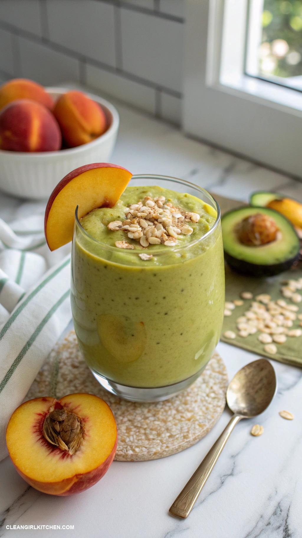 avocado smoothie recipes Avocado Peach Oat Smoothie