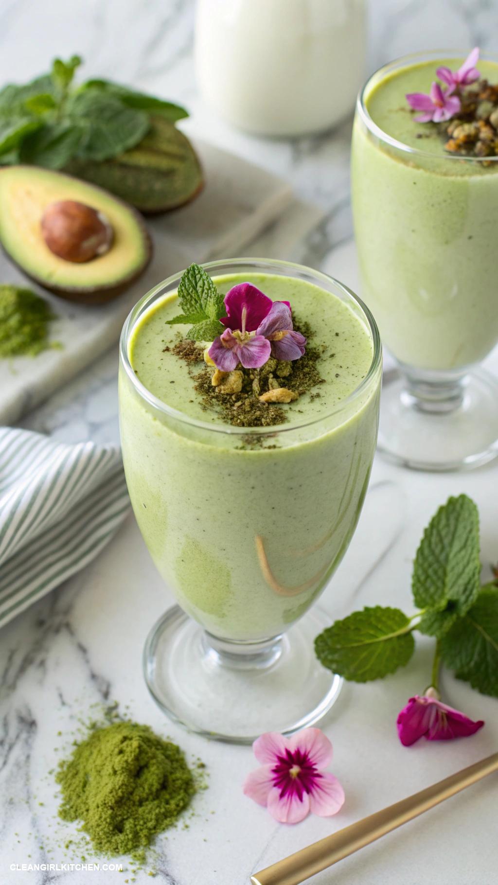 avocado smoothie recipes Creamy Avocado Green Tea Smoothie