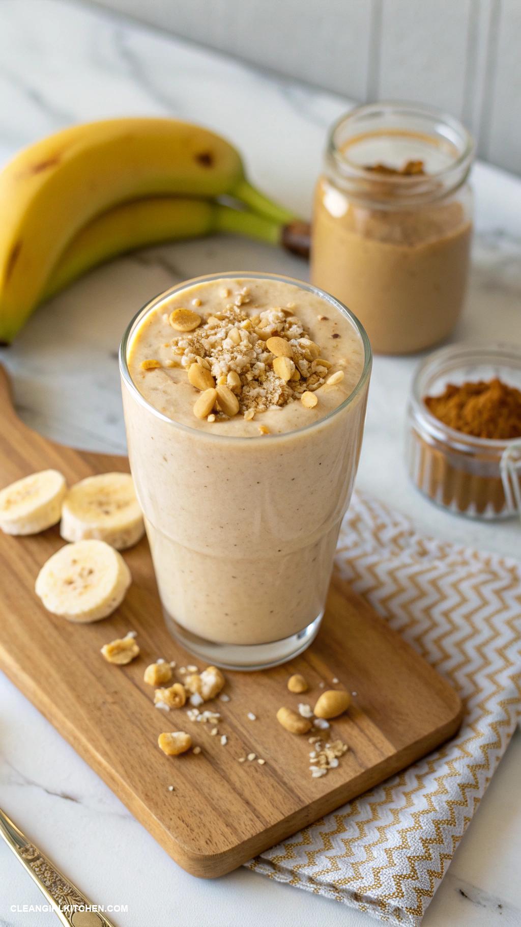 banana smoothie recipes Peanut Butter Banana Smoothie Blend 1 banana 2 tablespoons natural peanut butter 1 cup almond milk and ice