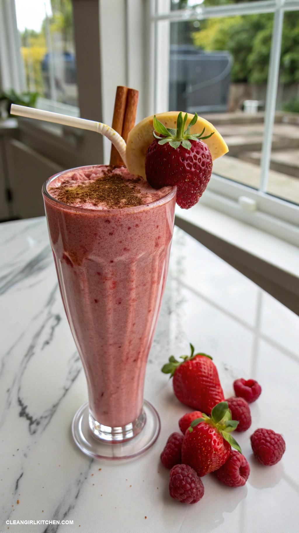 berry smoothie recipes Cinnamon Berry Smoothie Blend strawberries raspberries banana a dash of cinnamon and almond milk for a comforting flavor