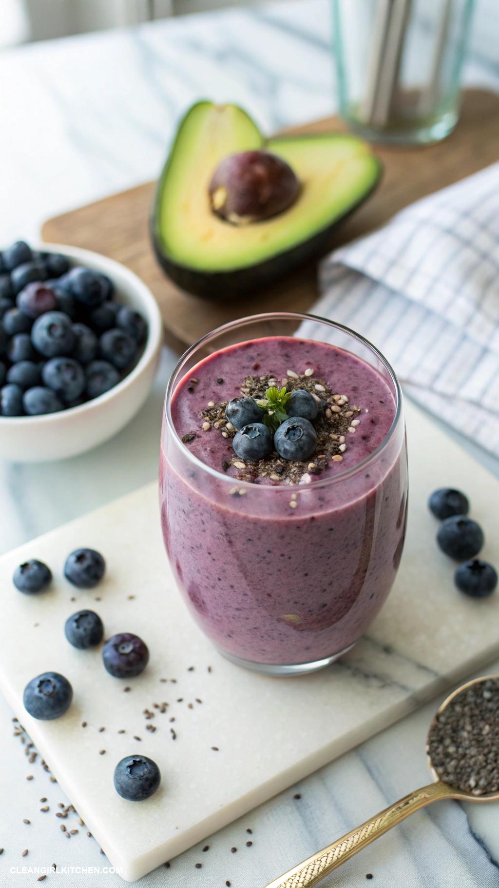 blueberry smoothie recipes Blueberry Avocado Smoothie