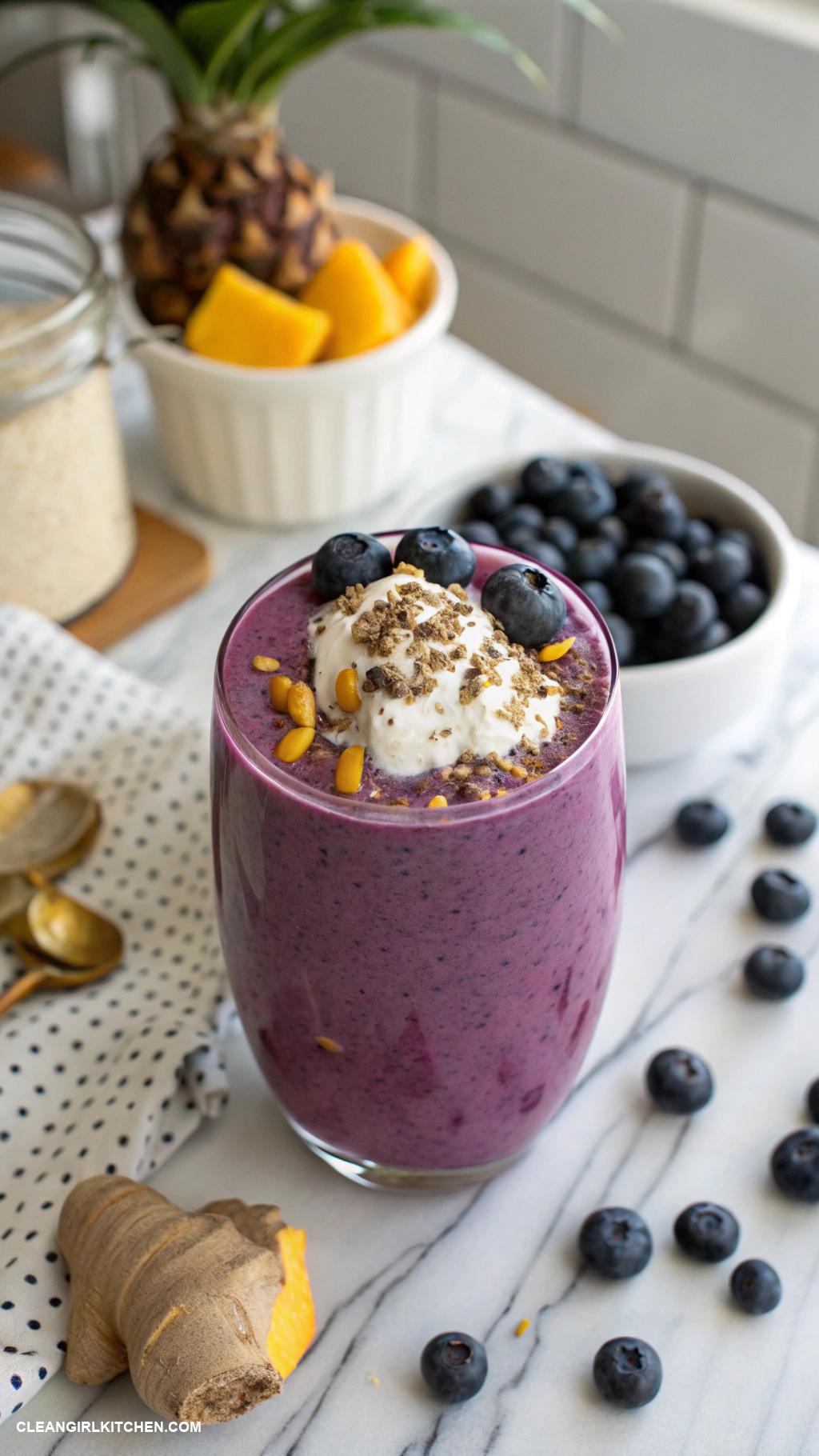 blueberry smoothie recipes Blueberry Ginger Turmeric Smoothie