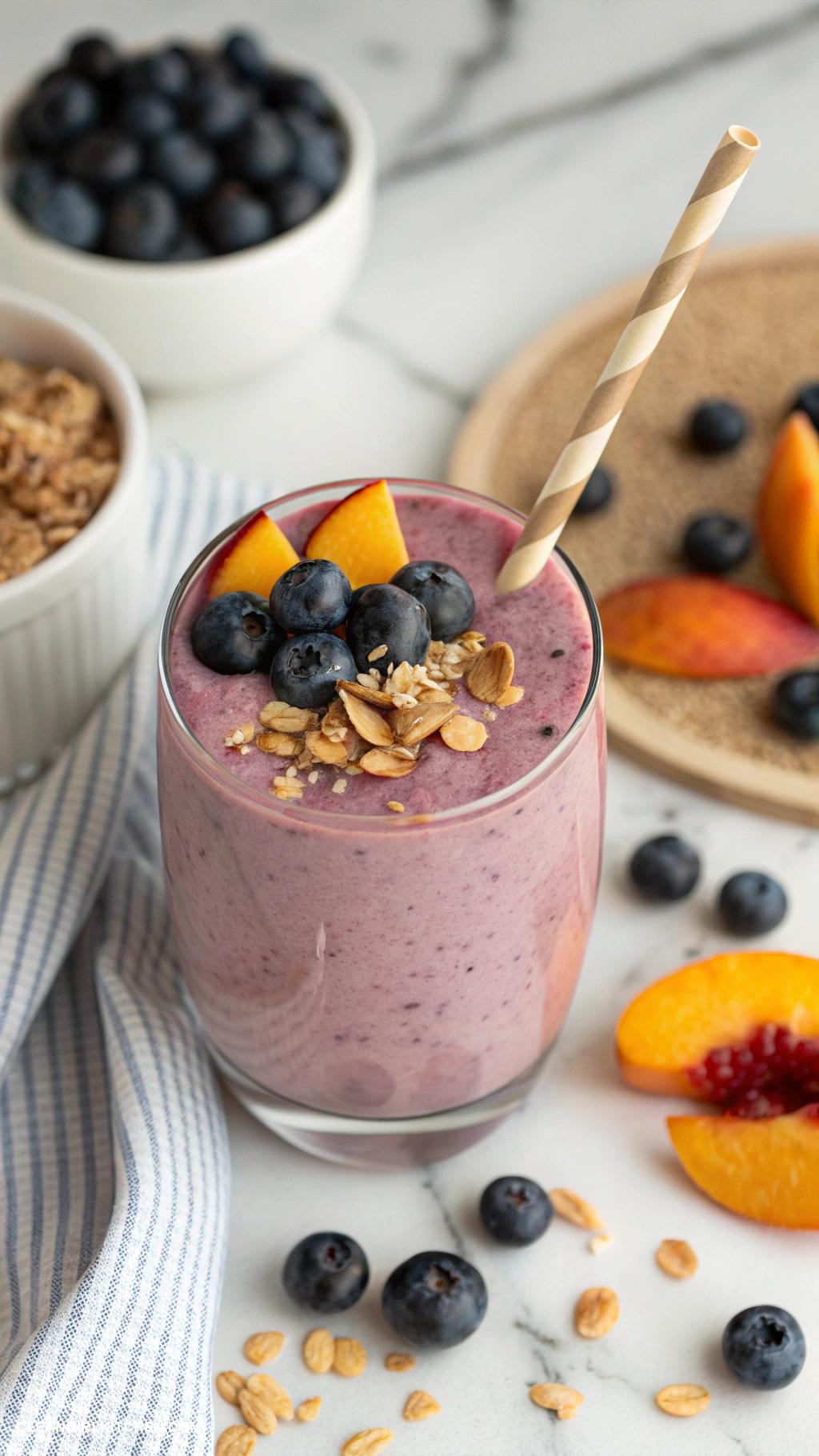 blueberry smoothie recipes Peach and Blueberry Protein Smoothie