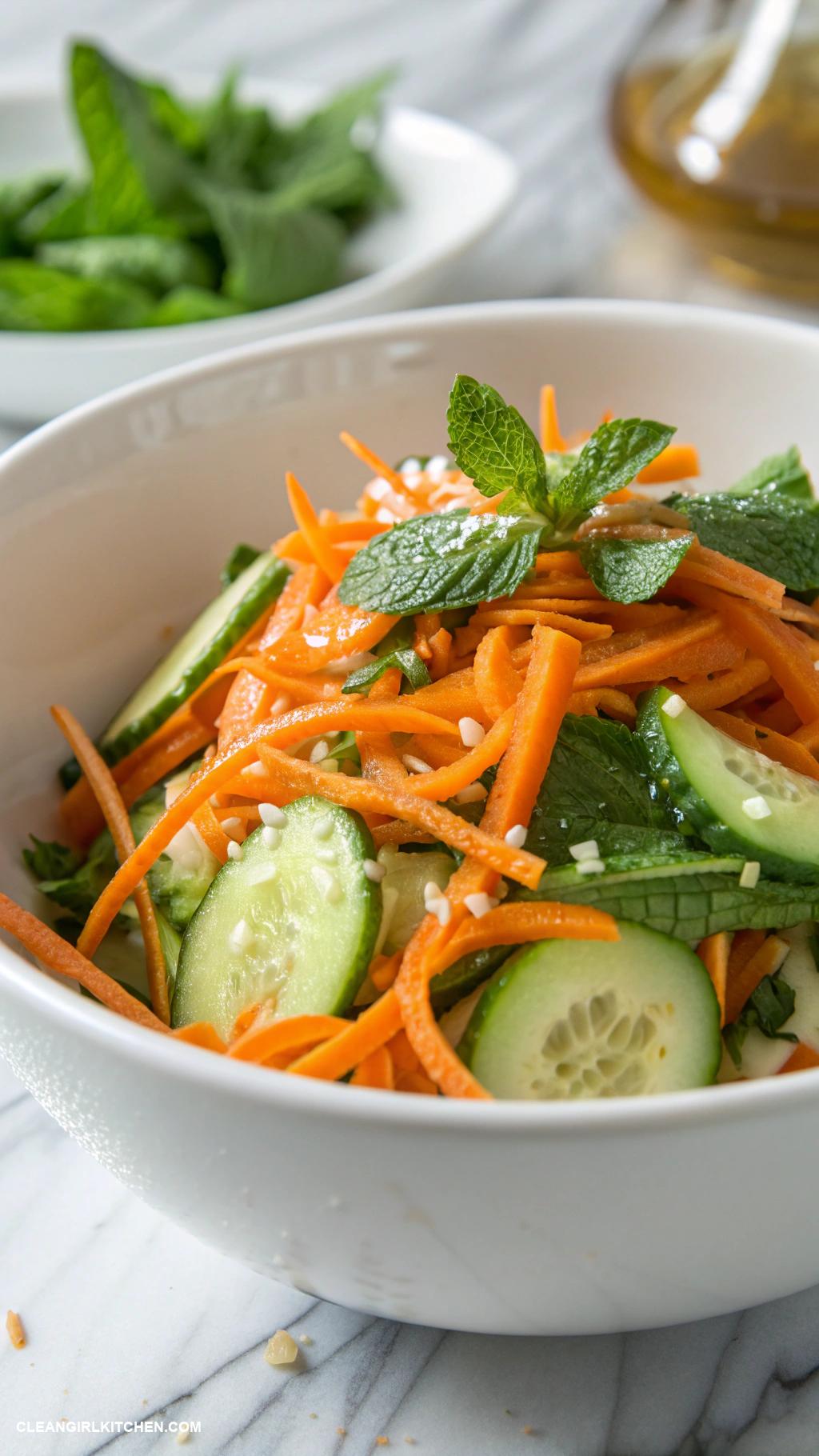 carrot salad recipes Carrot Cucumber and Mint Salad