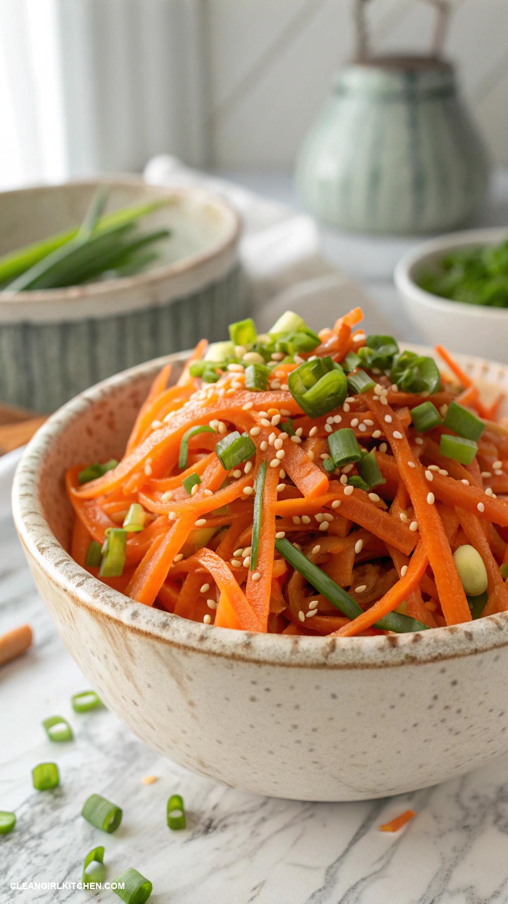 carrot salad recipes Carrot Slaw with sesame and green onions