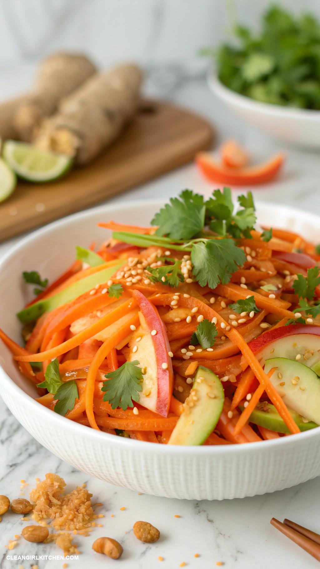 carrot salad recipes Carrot and Apple Salad with Ginger Dressing