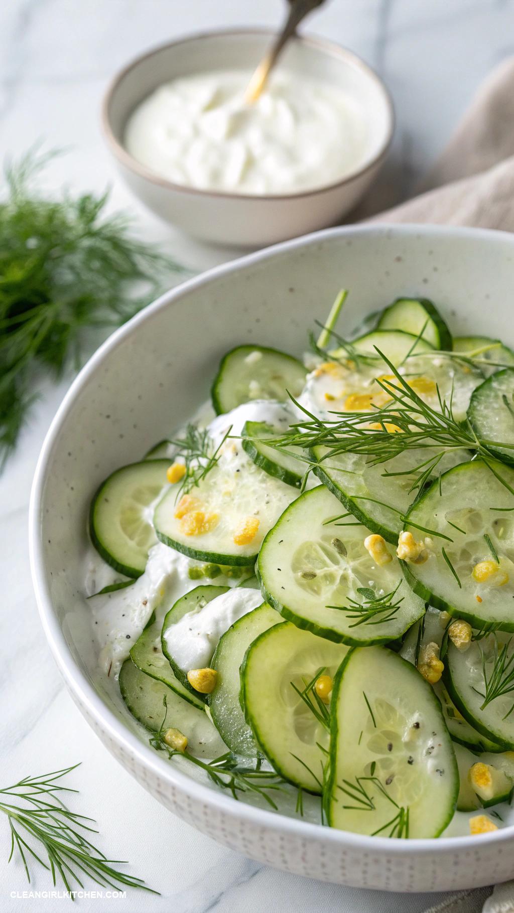 cucumber salad recipes Cucumber Salad with Dill and Greek Yogurt Dressing