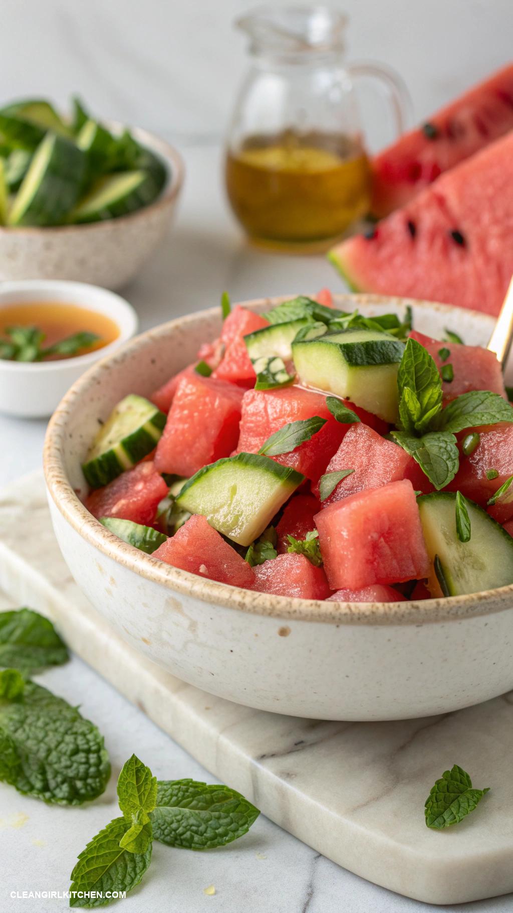 cucumber salad recipes Watermelon and Cucumber Salad with Mint