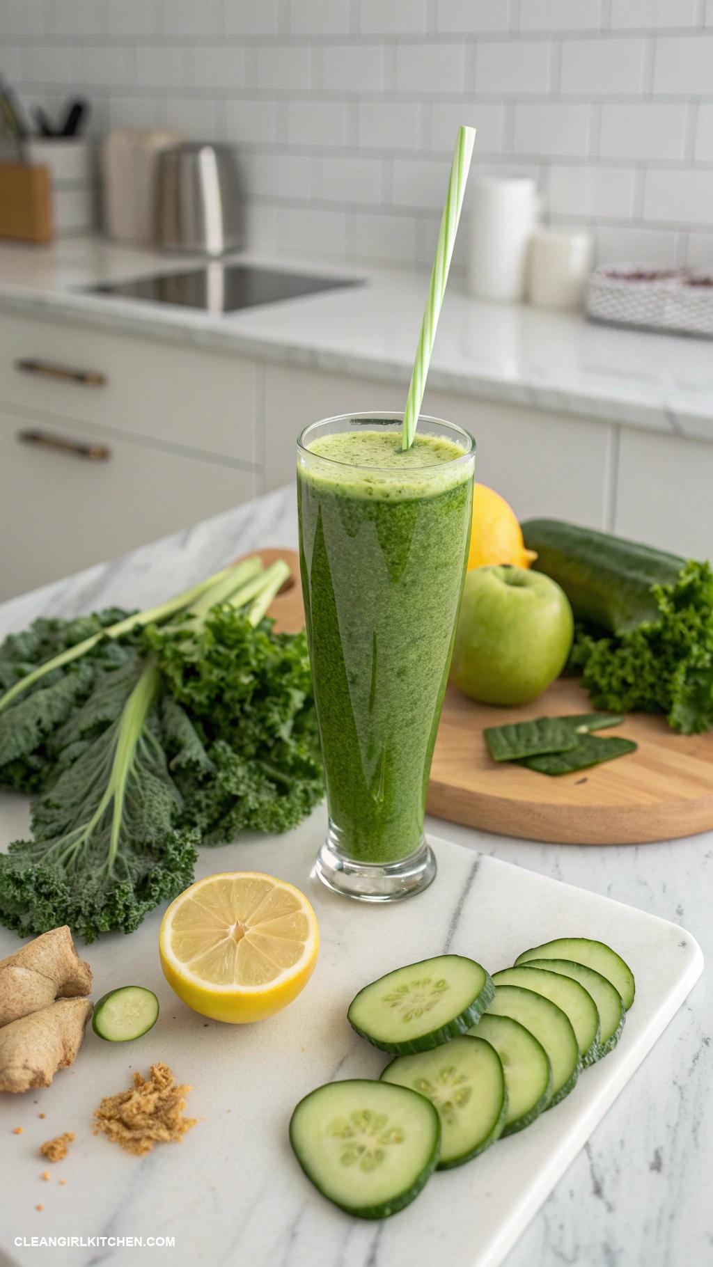 detox juice recipes Green Detox Juice Blend kale spinach cucumber celery green apple lemon and ginger for a refreshing drink