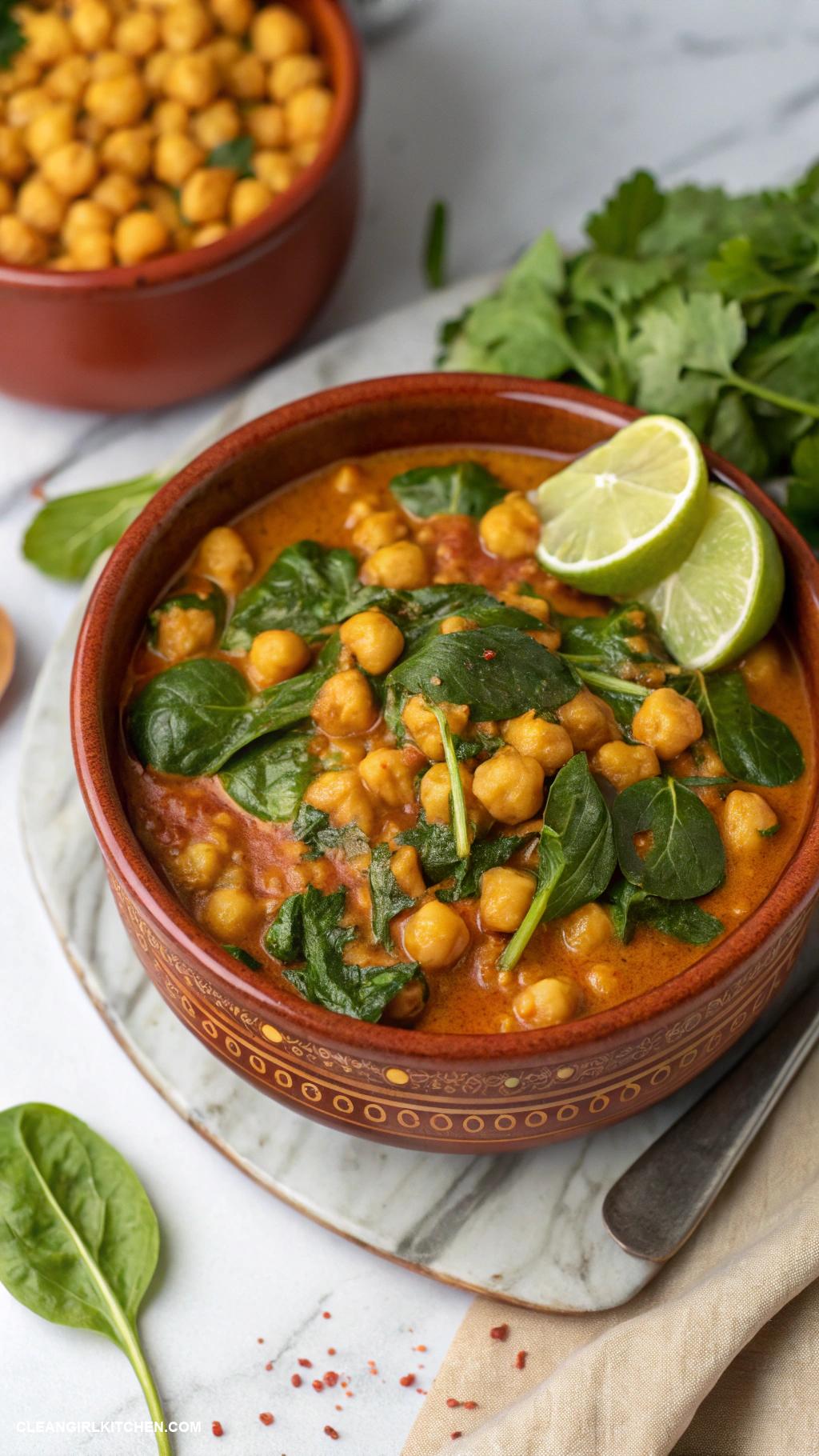 easy weeknight dinners Chickpea and Spinach Curry
