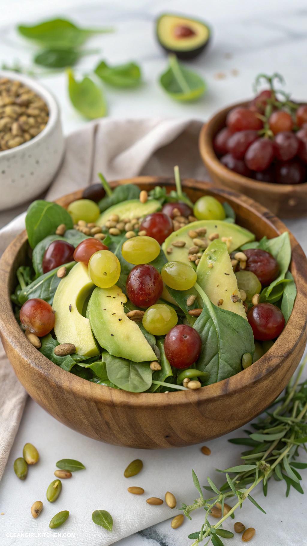 grape salad recipes Grape Salad with Avocado and Spinach