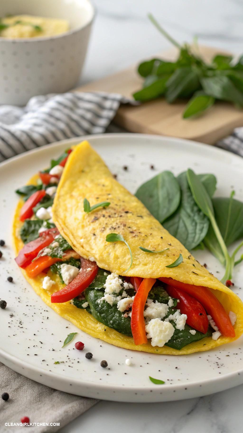 healthy bell pepper recipes Bell Pepper Omelette with Spinach and Feta