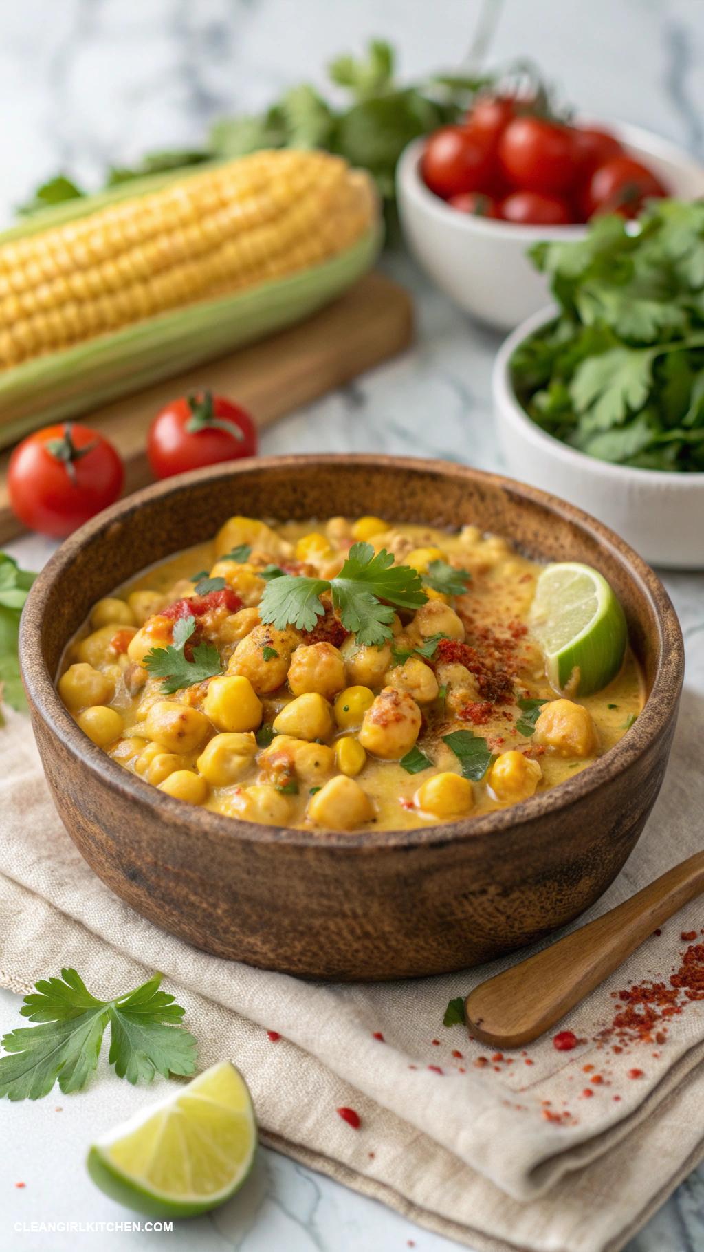 healthy corn recipes Chickpea and Corn Curry