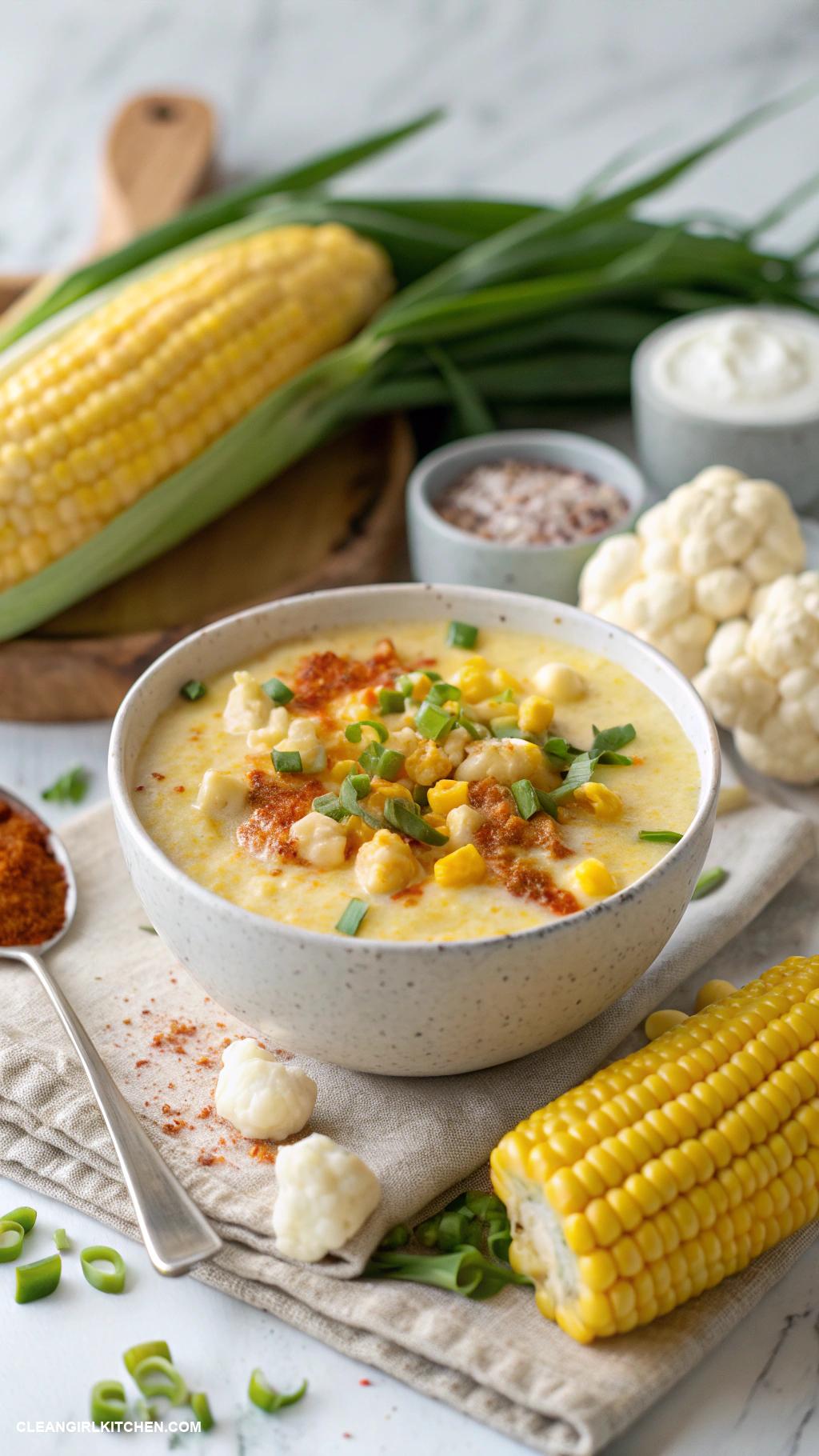 healthy corn recipes Healthy Corn Chowder with Cauliflower and Coconut Milk