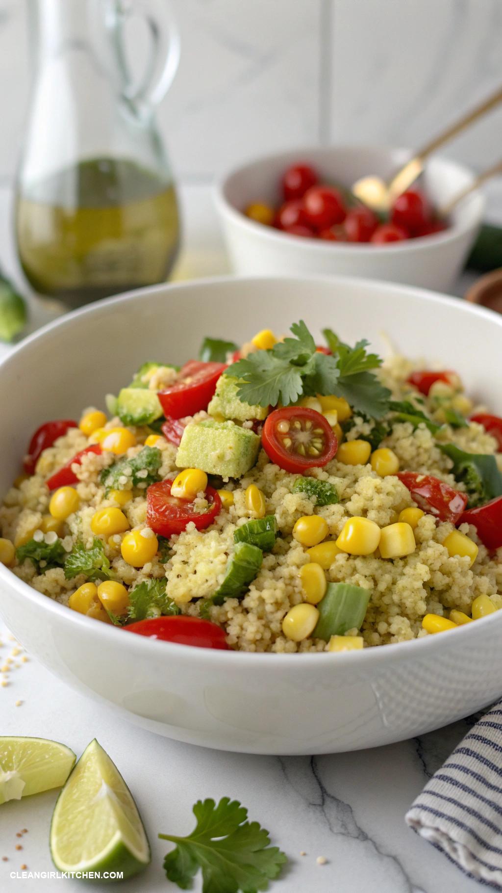 healthy corn recipes Quinoa and Corn Salad with Cilantro Lime Dressing
