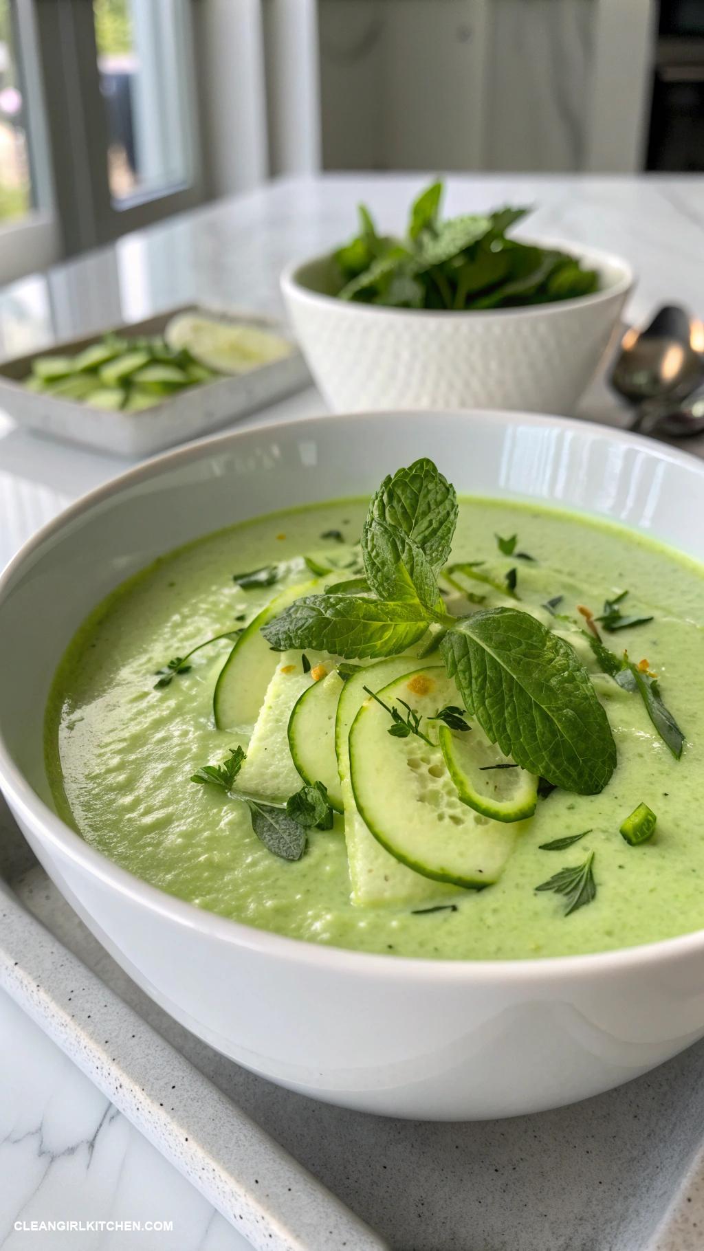 healthy cucumber recipes Chilled Cucumber Soup with Mint
