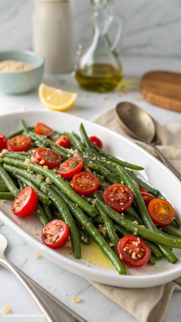 healthy green beans recipes Lemon Garlic Green Beans with Cherry Tomatoes