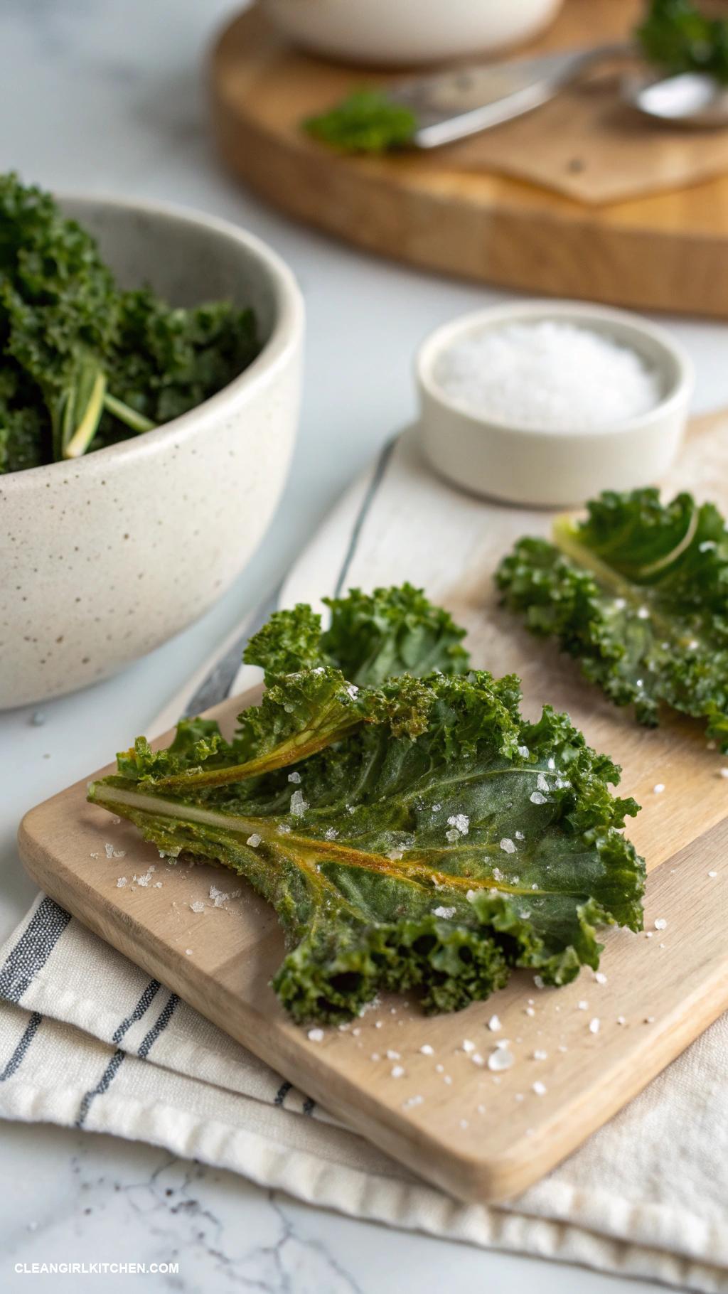 healthy kale recipes Kale Chips Seasoned with Sea Salt