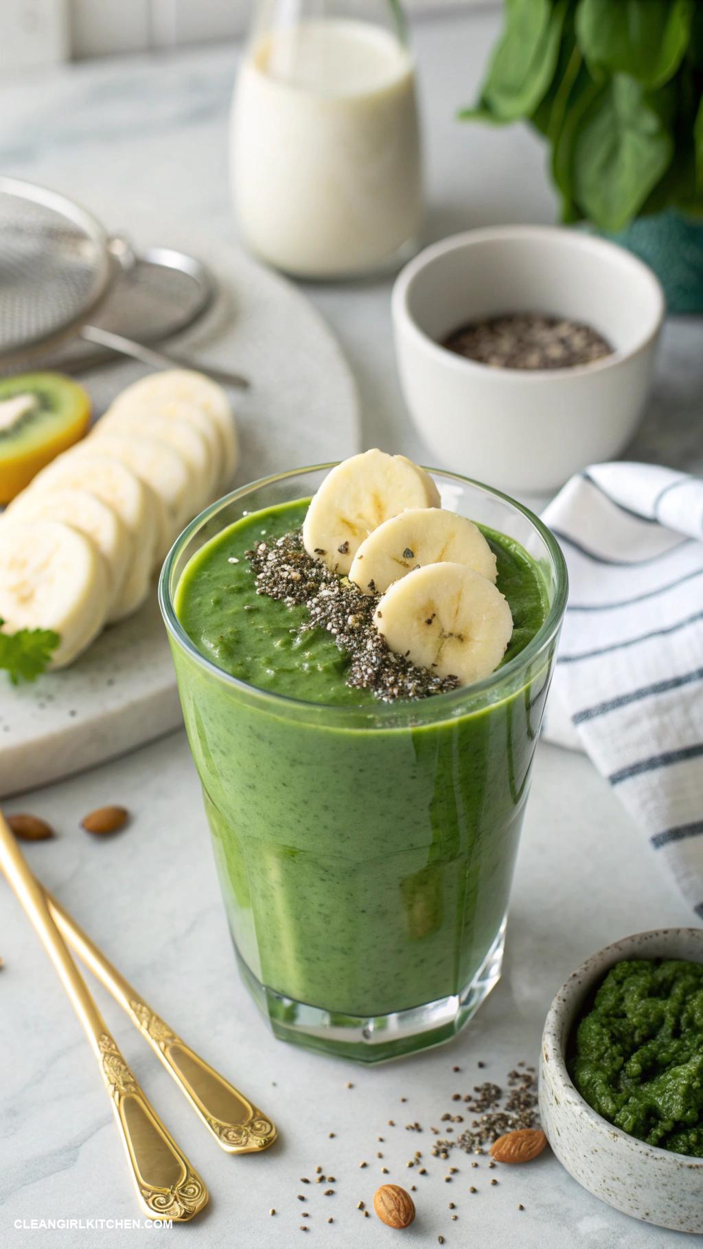 healthy kale recipes Kale Smoothie with Banana and Almond Milk