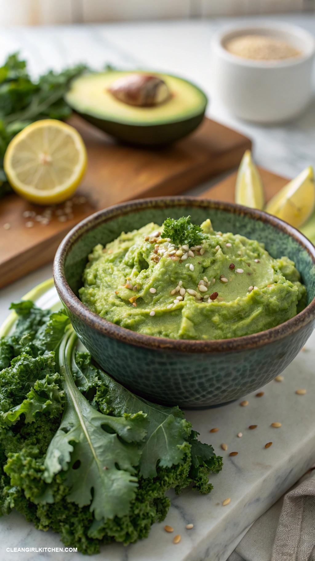 healthy kale recipes Kale and Avocado Dip